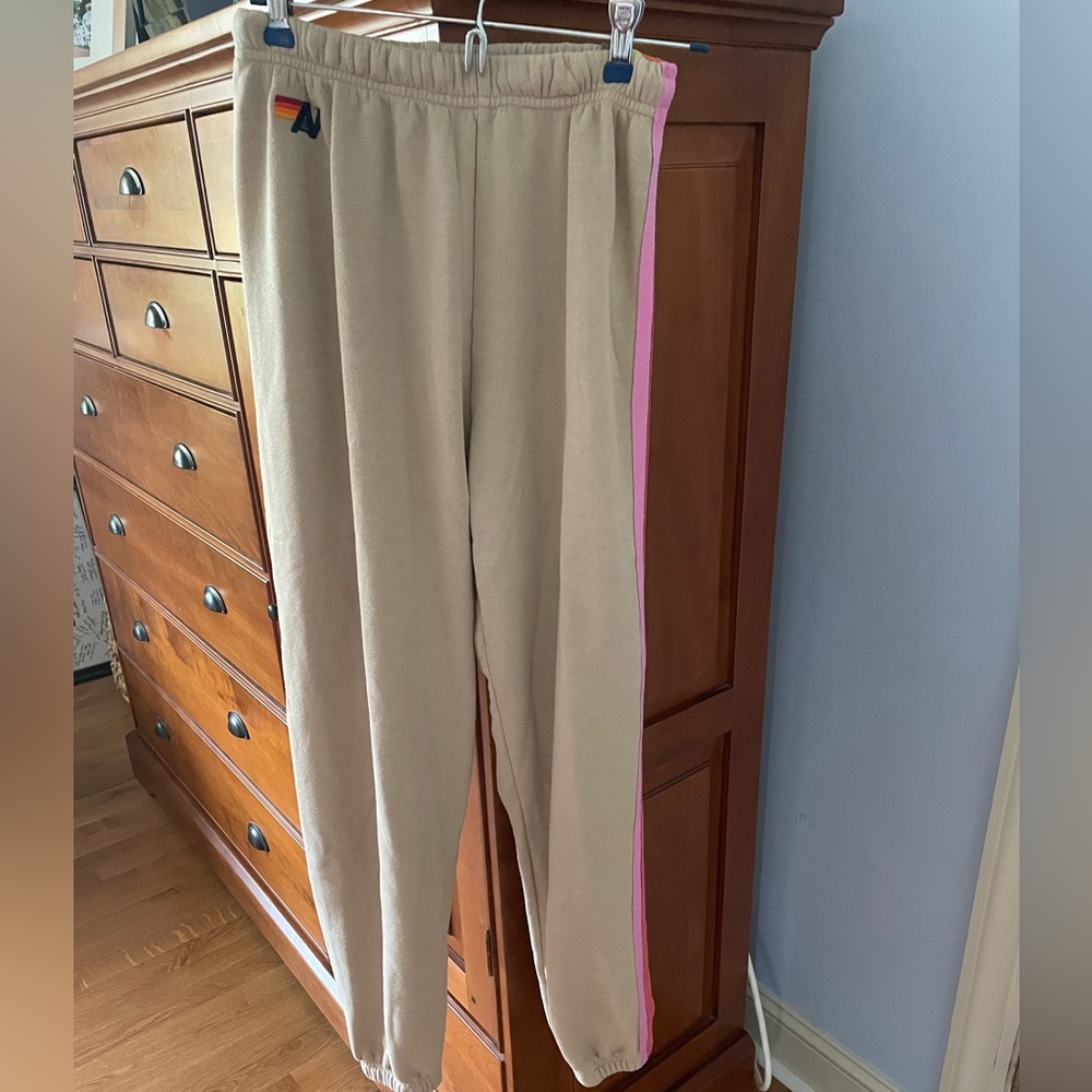 Aviator Nation Tan and Pink Relaxed Fit Joggers